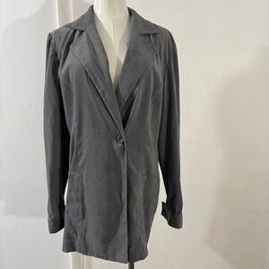 Vintage Gantos Women’s Size 10 Gray Blazer Jacket Faux Suede Stretch Career